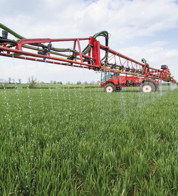 The benefits of liquid fertilisation | Machine spraying crops with liquid fertiliser | OMEX Agriculture